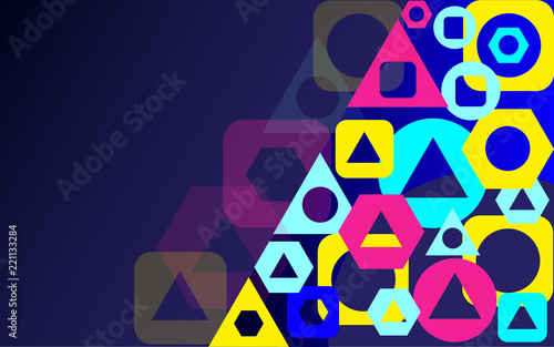 Abstract vector background. Composition with fluid and geometric shape and place for text or message. Colorful composition. Vector illustration.