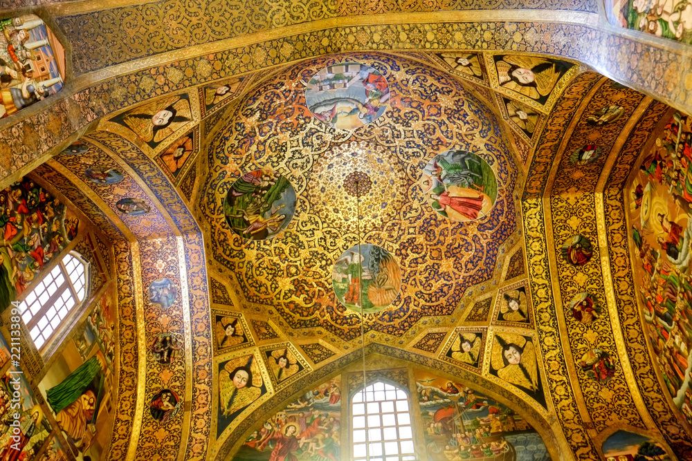 Interior view of Vank. Armenian holy savior cathedral. New Julfa, Isfahan, Iran.