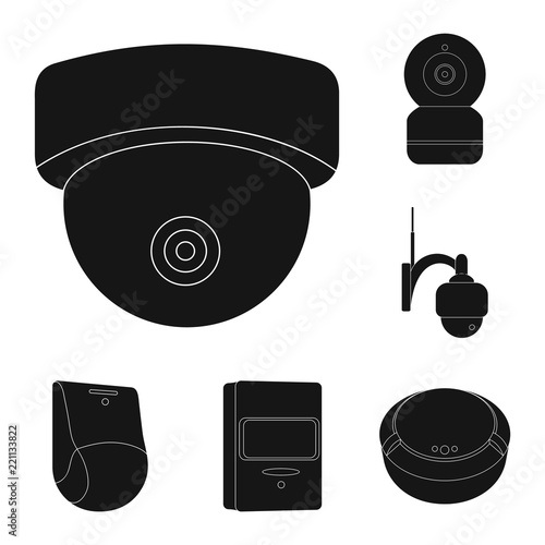 Vector design of cctv and camera sign. Set of cctv and system stock symbol for web.