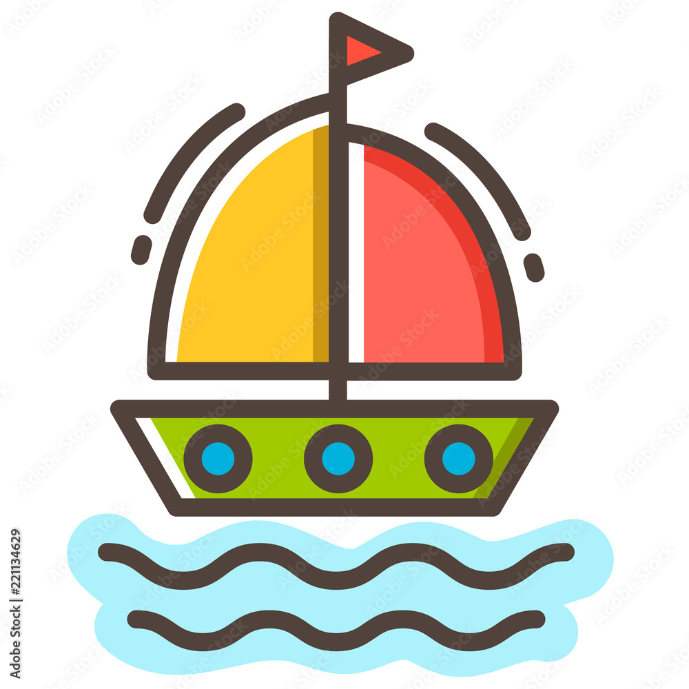 Sailboat Line Color Icon Sailboat Line Color Icon