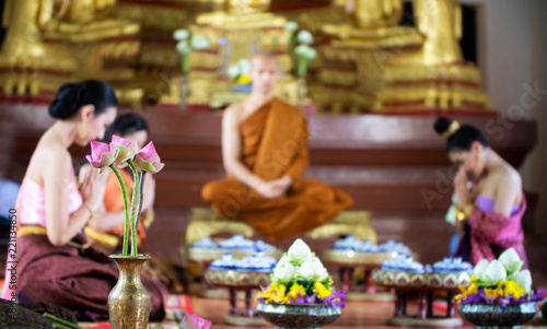 young woman in a buddhist temple