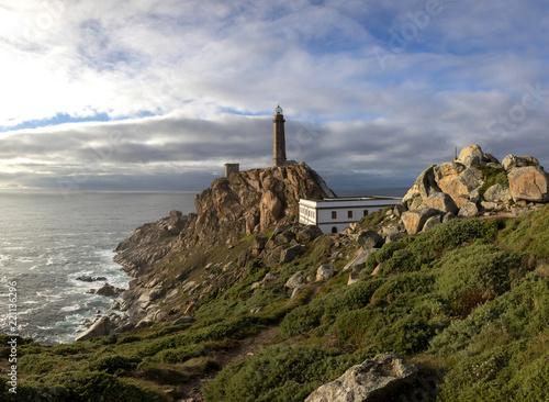 cape vilan with one of the oldest lighthouses on the coast of death (costa de morte) in galicia, spain