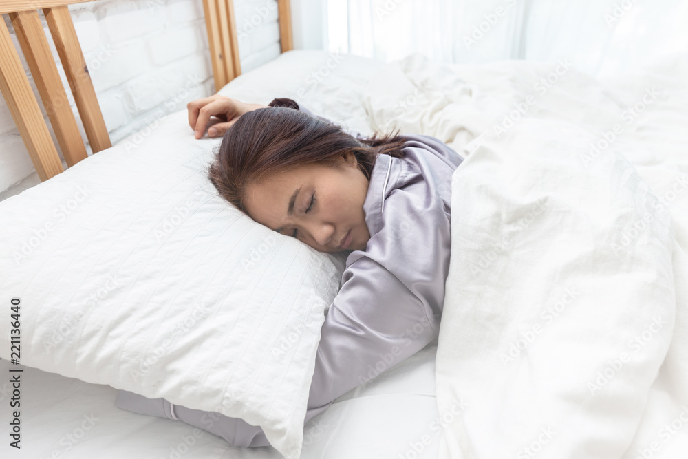 Beautiful Attractive Asian woman sleep and sweet dream on bed in bedroom in the morning feeling so relax and comfortable,Healthcare Concept Beautiful Attractive Asian woman sleep and sweet dream on bed in bedroom in the morning feeling so relax and comfortable,Healthcare Concept