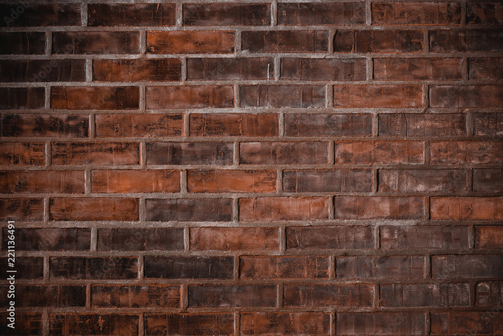 Fototapeta premium Old red brick wall vintage grunge background