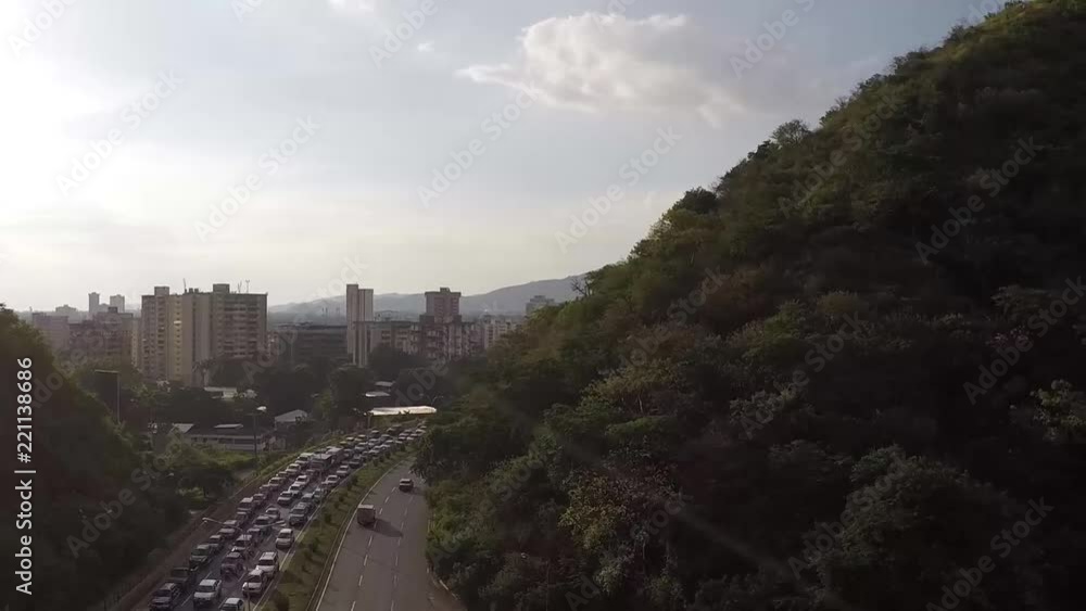 Maracay City Venezuela. Aerial view. Montain and traffic congestion. Maracay City Venezuela. Aerial view. Montain and traffic congestion.