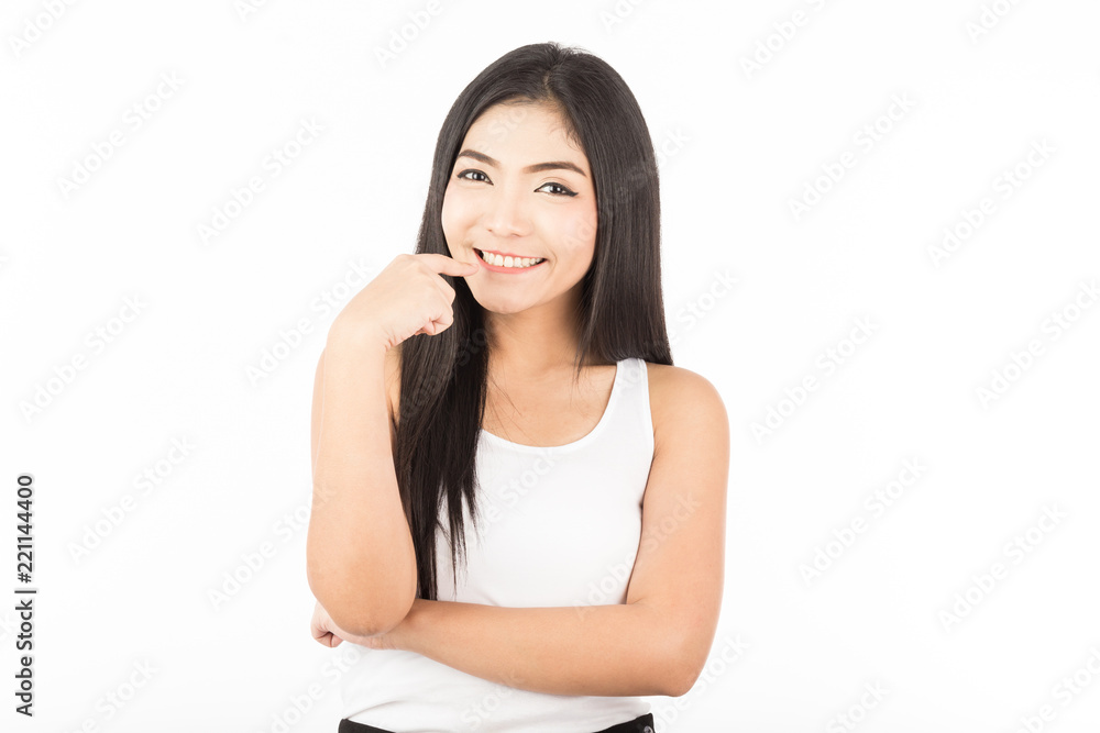 Beautiful Attractive Asian woman with long hair smile with healthy skin feeling so happiness and cheerful,Isolated on white background,Beauty Concept Beautiful Attractive Asian woman with long hair smile with healthy skin feeling so happiness and cheerful,Isolated on white background,Beauty Concept