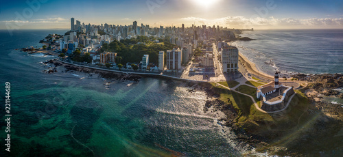 Aerial View of Farol da Barra in Salvador, Bahia, Brazil photo