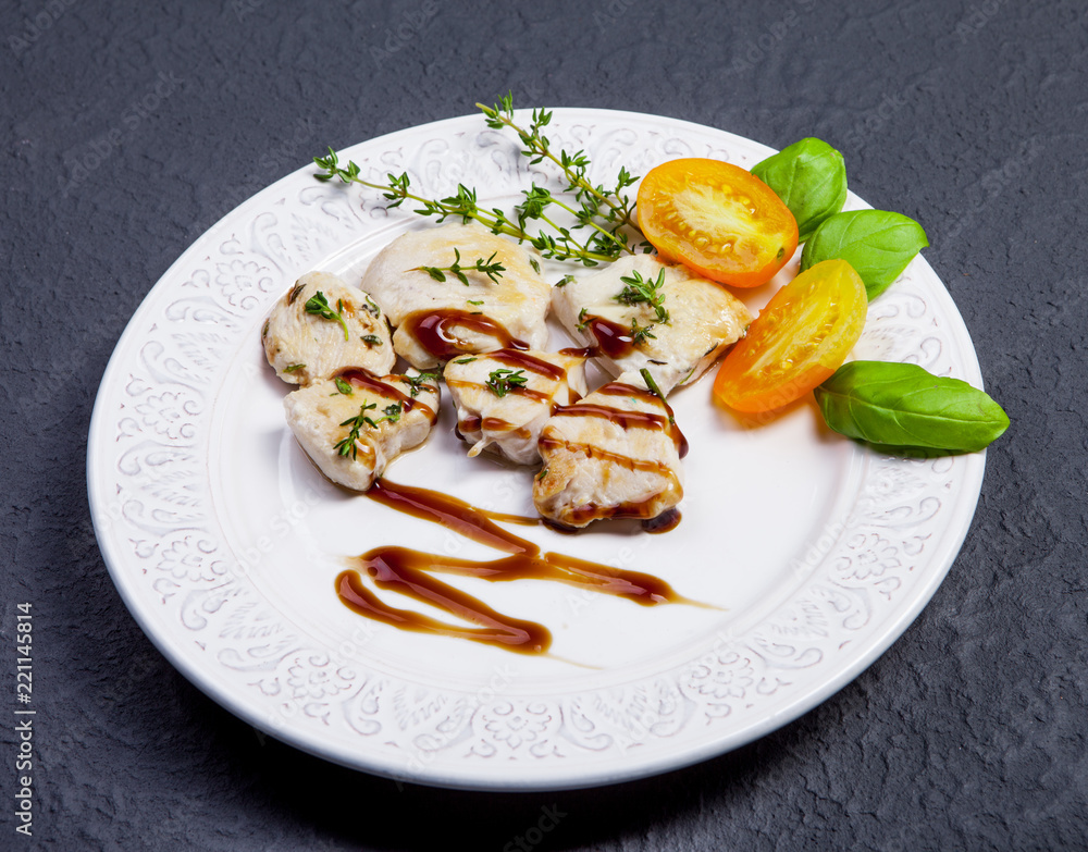 Dietary dish - chicken breast with herbs and vegetables Dietary dish - chicken breast with herbs and vegetables