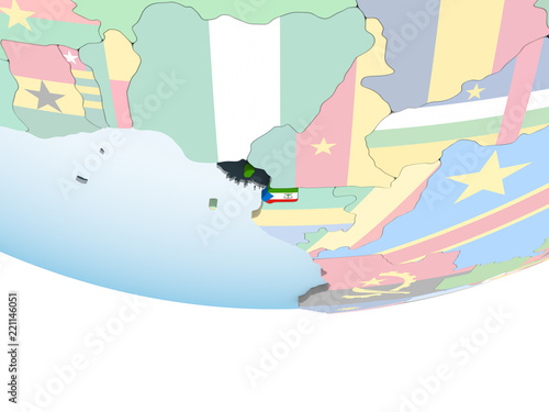 Equatorial Guinea with flag on globe