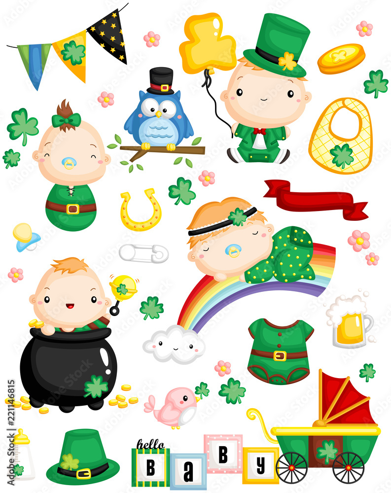 Leprechaun Baby Vector Set Leprechaun Baby Vector Set