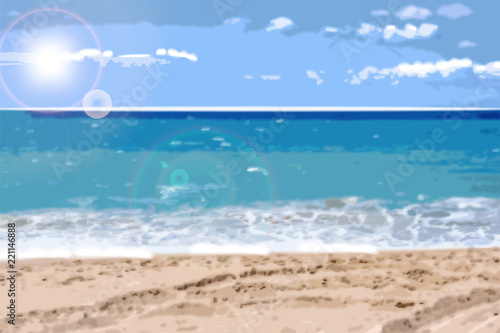 Summer sea background Vector realistic. blur effect templates