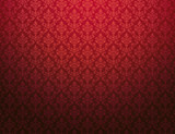 Red wallpaper with damask pattern