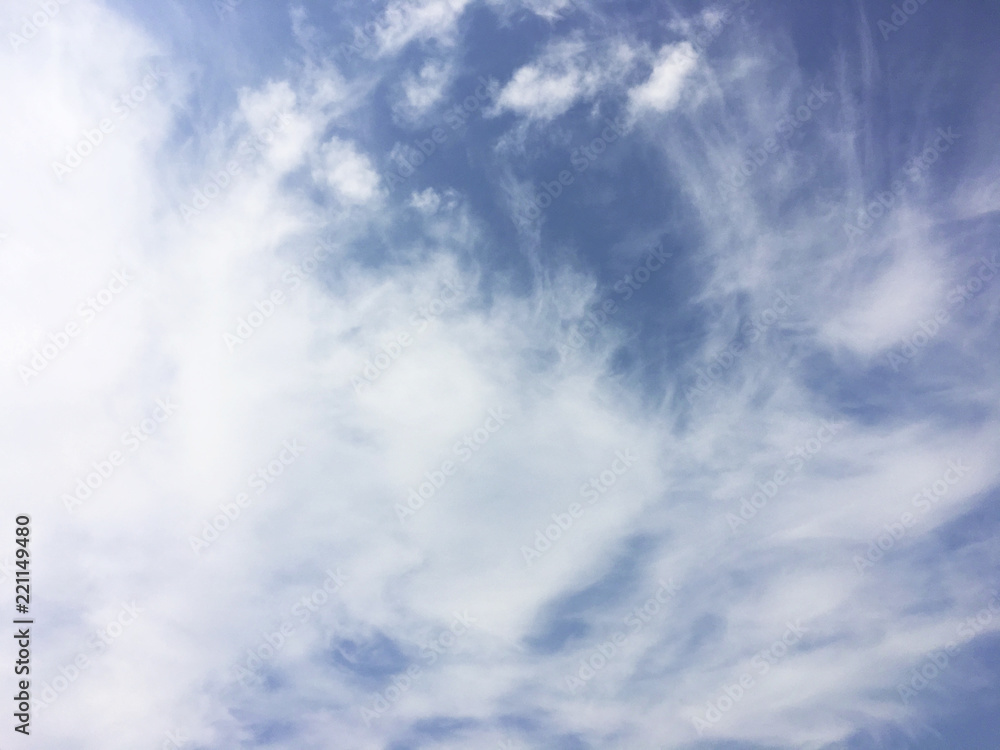 White clouds and blue sky background