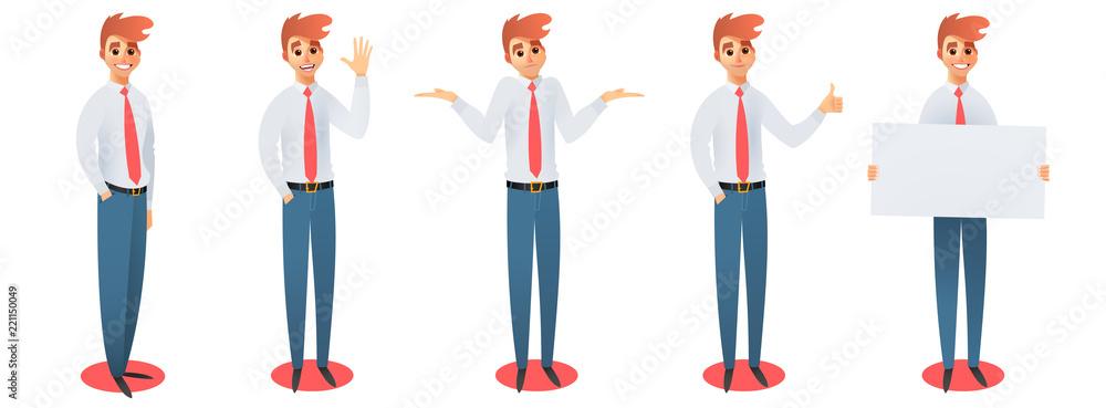 Set of businessman in different simple action. Vector illustration Set of businessman in different simple action. Vector illustration