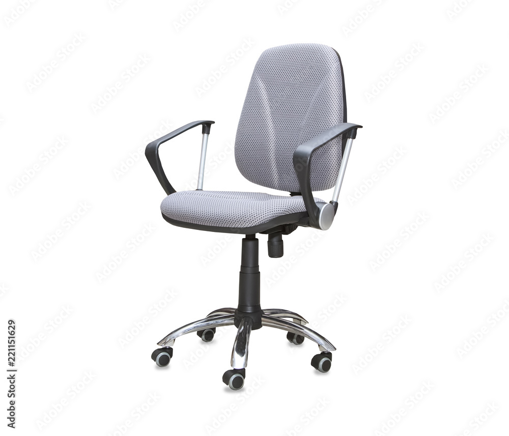 Modern office chair from gray cloth isolated over white Modern office chair from gray cloth isolated over white
