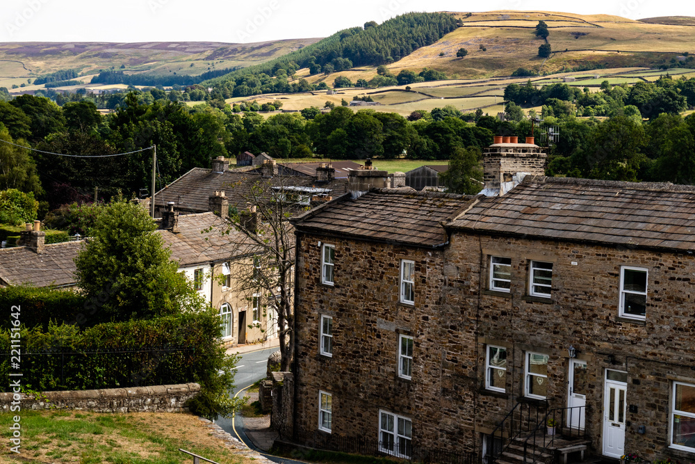 The view from the English town of Reeth in the Yourkshire Dales