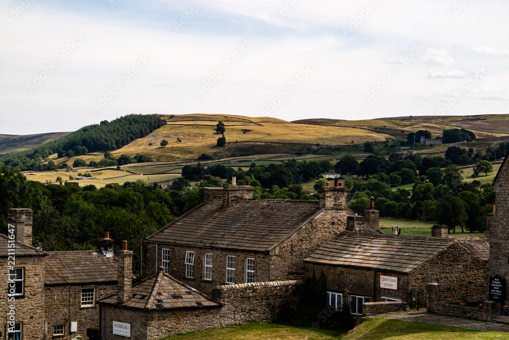 The view from the English town of Reeth in the Yourkshire Dales