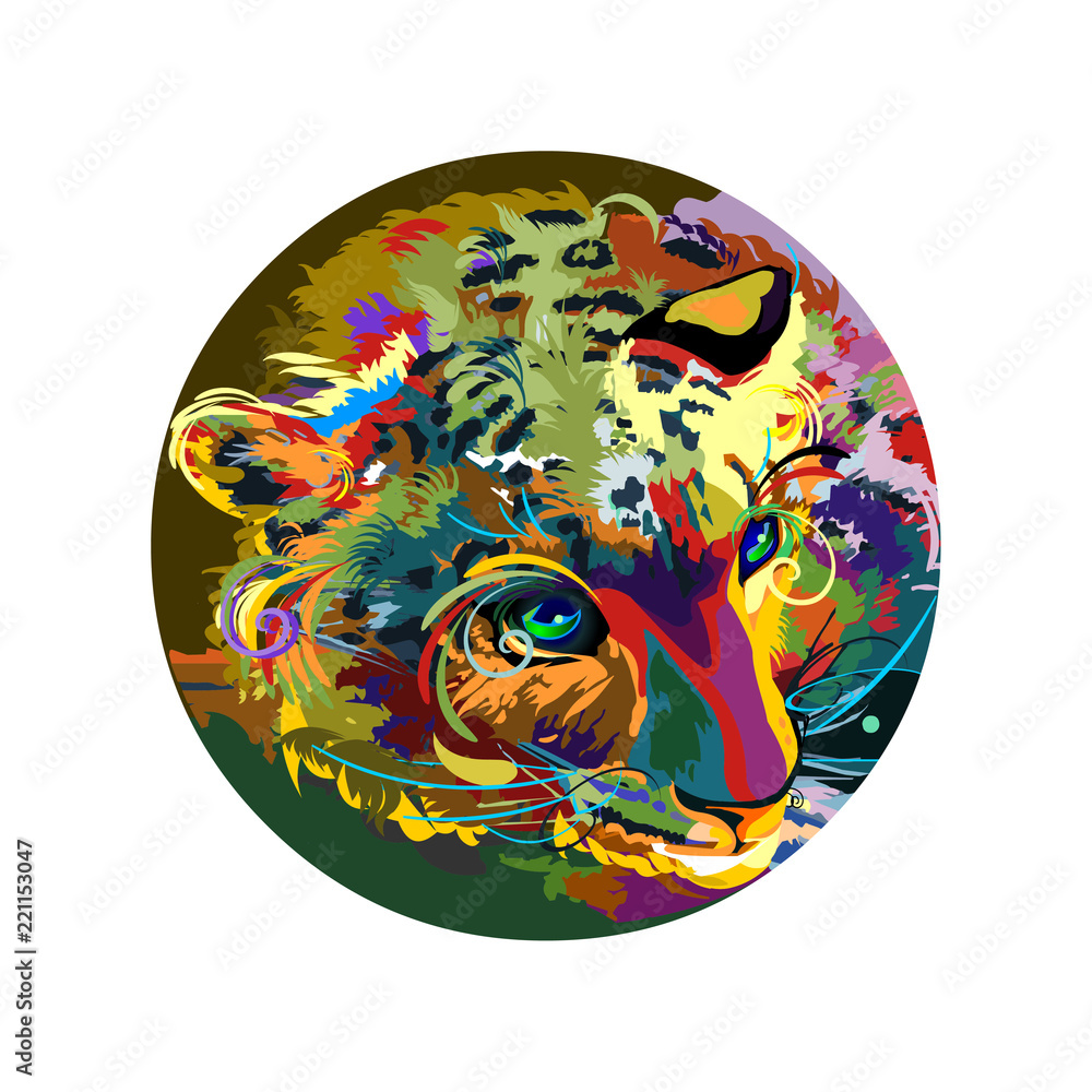 Tiger head rainbow illustration vector isolated icon on white background Tiger head rainbow illustration vector isolated icon on white background