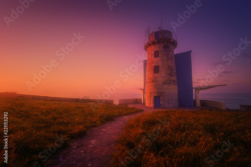 matxitxako  lighthouse in Bermeo at the sunset