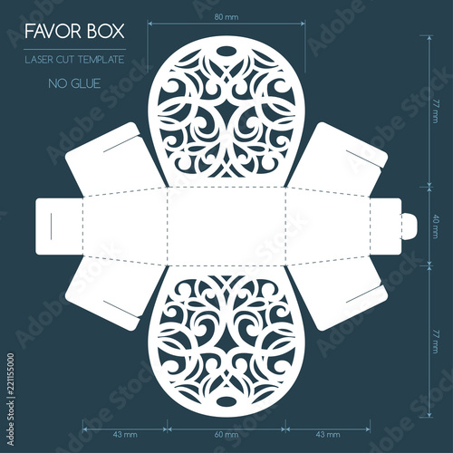 Openwork favor box with a lace ornament. Wedding bonbonniere. Laser cutting