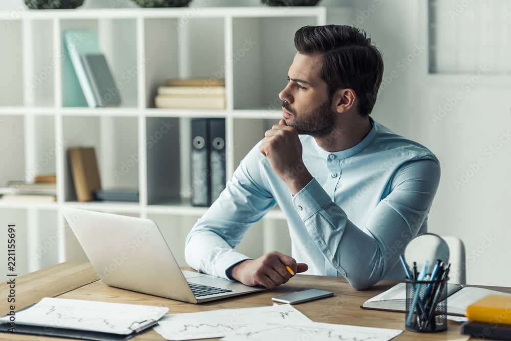 Handsome businessman working Handsome businessman working