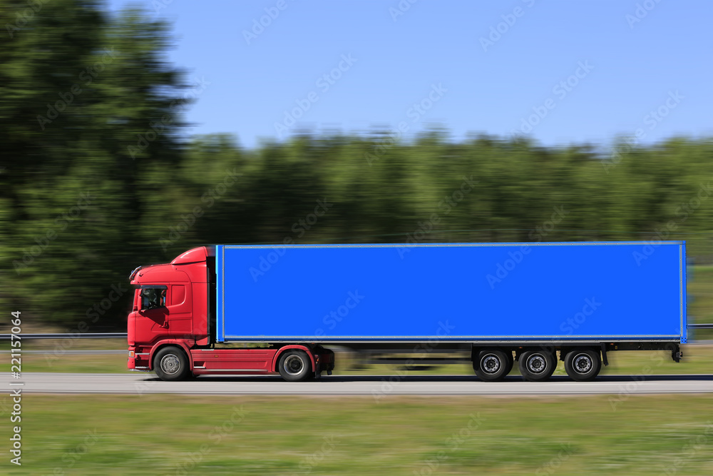 Semi Trailer Cargo Transporter at Speed Semi Trailer Cargo Transporter at Speed