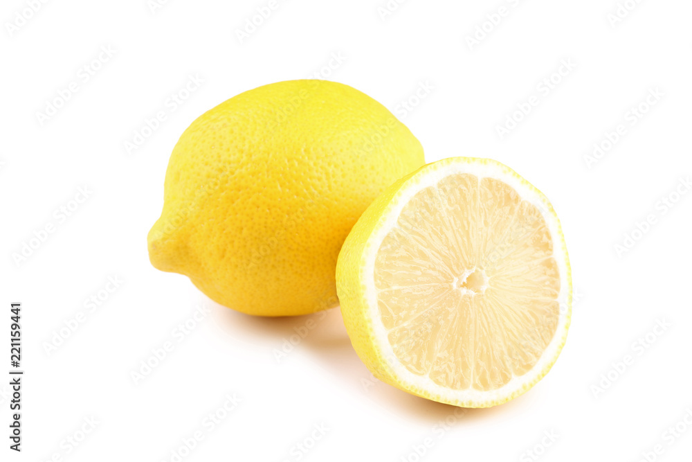 Ripe lemons isolated on white background