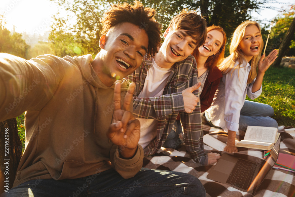 Group of energetic multhiethnic students Group of energetic multhiethnic students