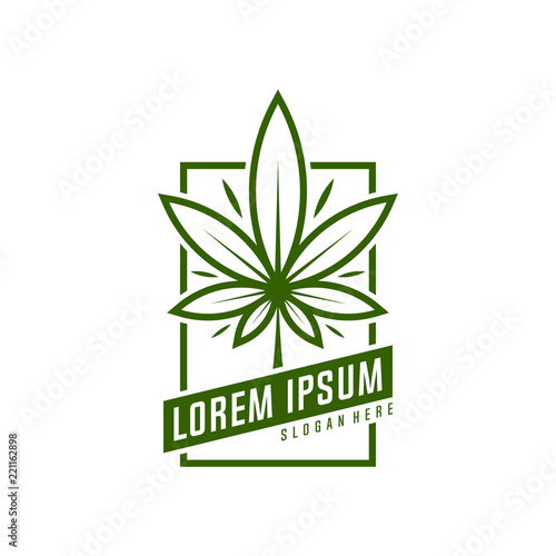 Cannabis logo vector. Marijuana labels on Logos. Medical cannabis retro logo. Cannabis leaf emblem.