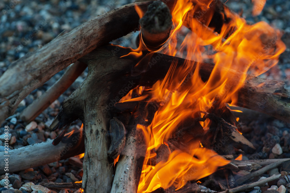 On small stones, a fire from a firewood burns beautifully! On small stones, a fire from a firewood burns beautifully!