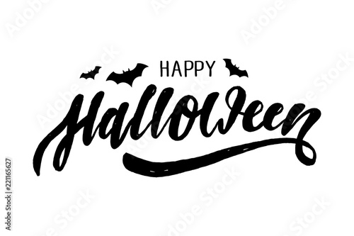 Happy Halloween lettering Calligraphy Brush Text Holiday Vector Sticker Gold
