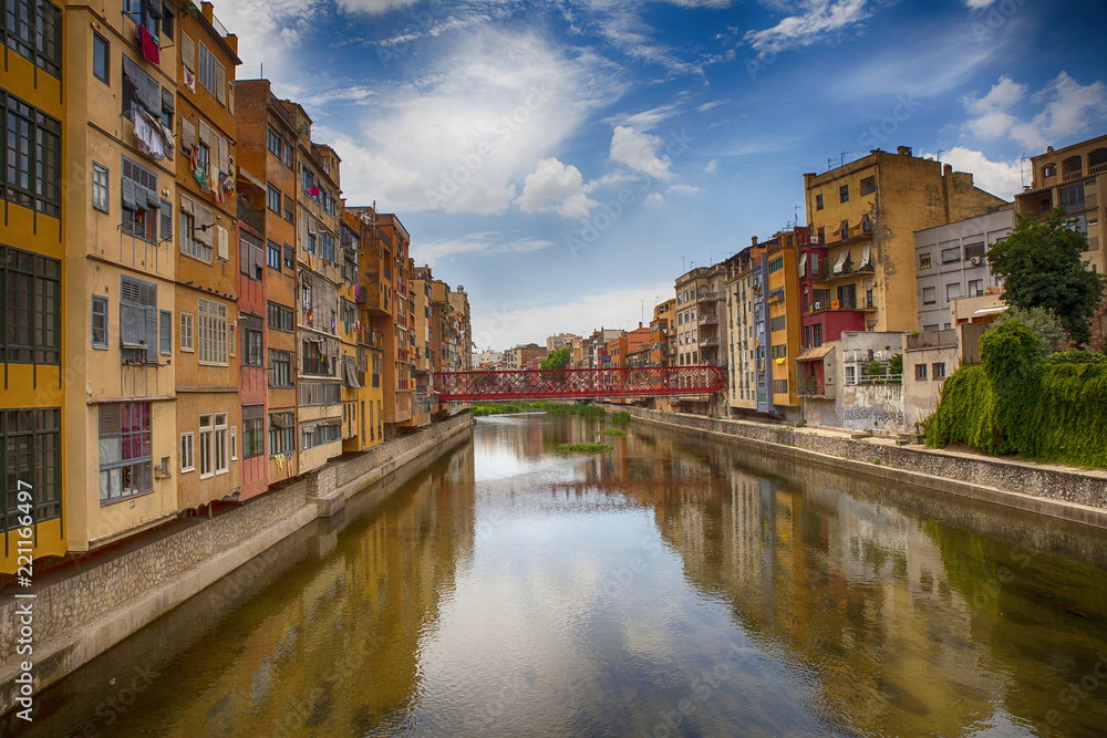 Colorful houses in Girona, Catalonia, Spain