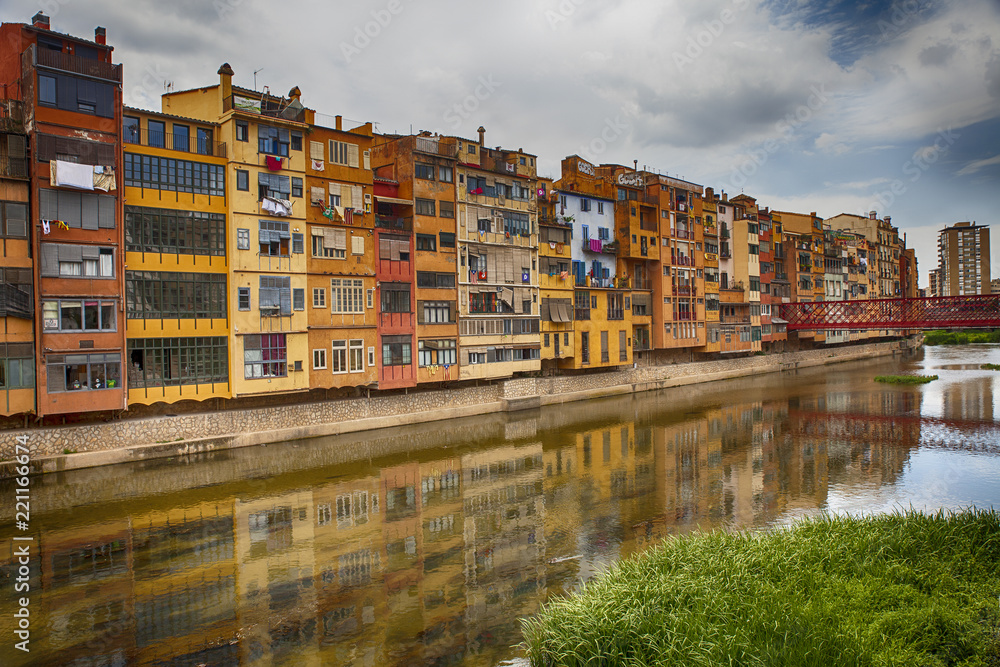 Colorful houses in Girona, Spain