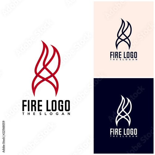 Fototapeta Naklejka Na Ścianę i Meble -  Initial R S F with Fire logo design vector, Fire icon simple logo design template