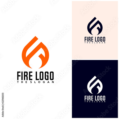 Initial R S F with Fire logo design vector, Fire icon simple logo design template photo