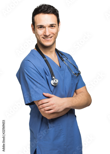 Male nurse isolated on white