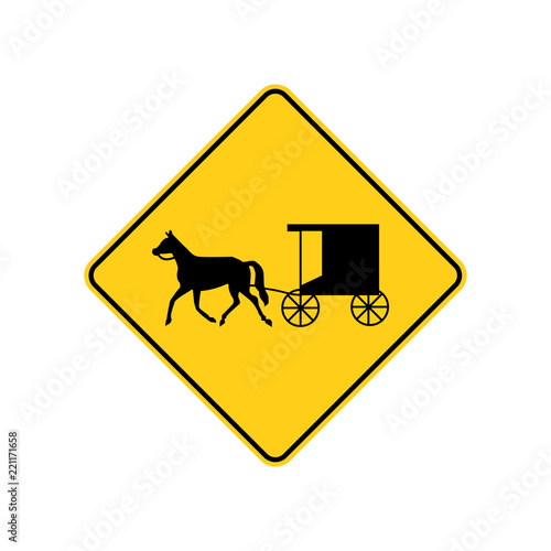 USA traffic road signs. horse - drawn vehicles ahead /crossing. vector illustration