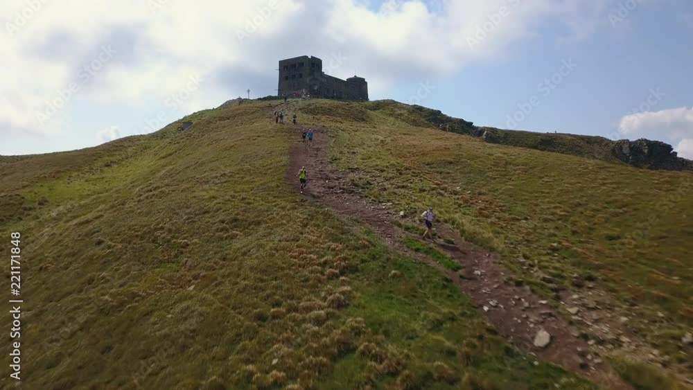 CARPATHIAN, UKRAINE - 15 AUGUST 2018: Chornohora sprint trail 2018 drone footage CARPATHIAN, UKRAINE - 15 AUGUST 2018: Chornohora sprint trail 2018 drone footage