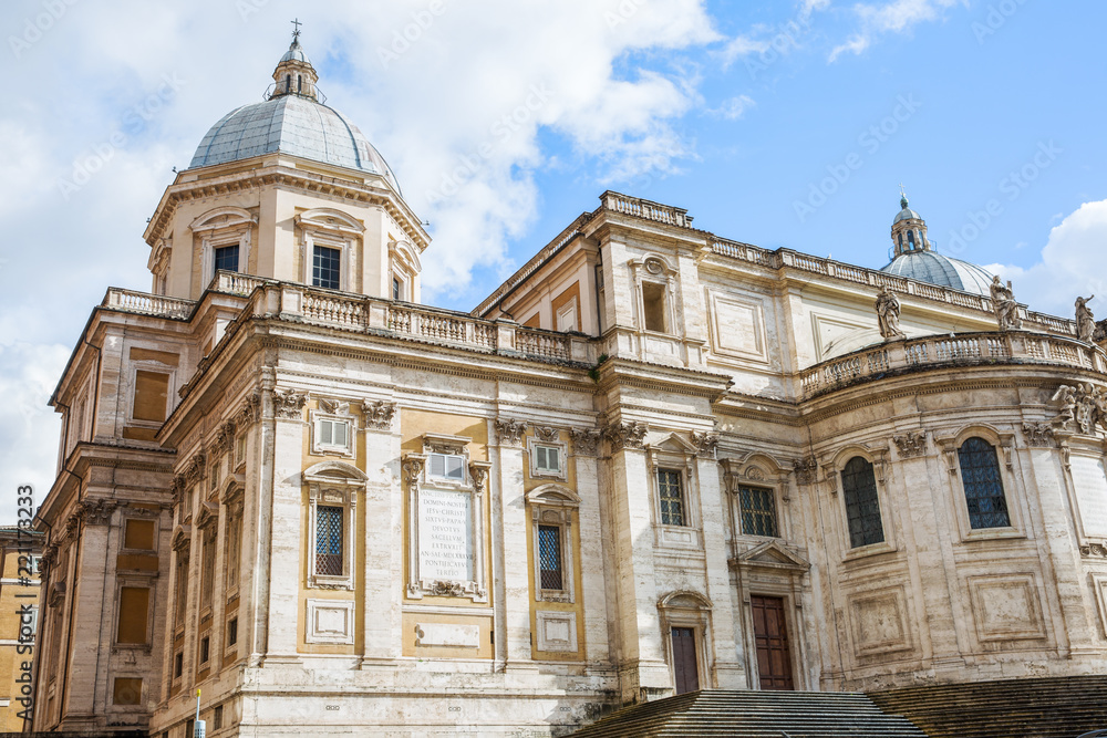 Facade of the Basilica di Santa Maria Maggiore in Rome, Italy