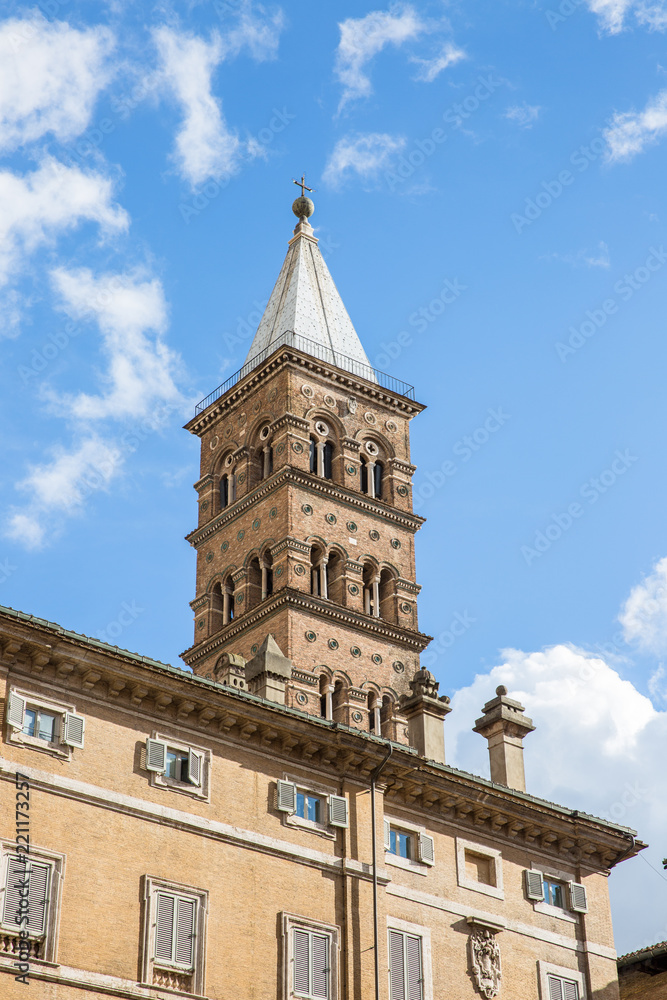 Bell tower of the Basilica di Santa Maria Maggiore in Rome, Italy