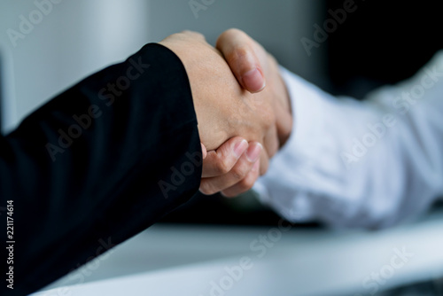 business handshake with two asian manager woman successful ideas concept