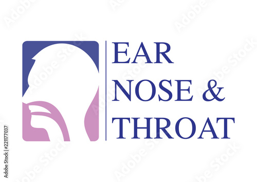 ENT logo template. Head for ear, nose, throat doctor specialists. logo concept. Line vector icon. Editable stroke. Flat linear illustration isolated on white background