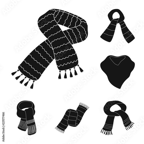 Scarf and Shawl black icons in set collection for design.Clothes and Accessory vector symbol stock web illustration.