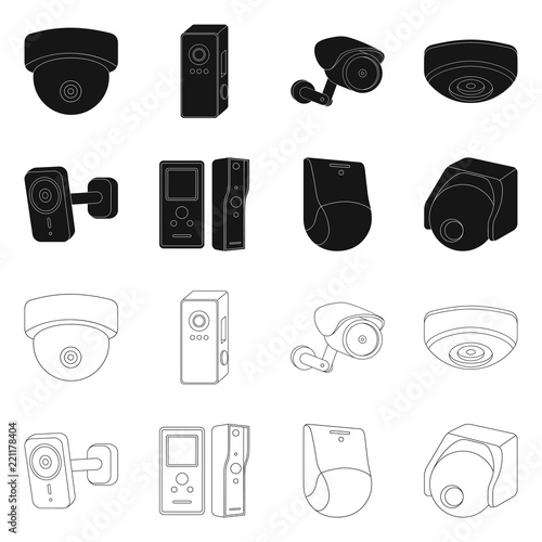 Isolated object of cctv and camera logo. Set of cctv and system vector icon for stock.