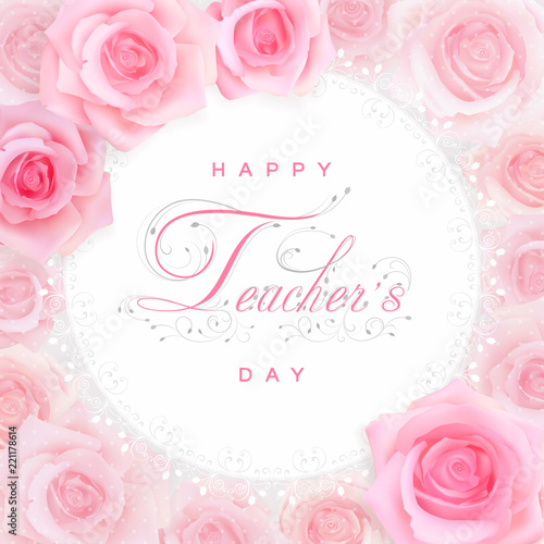 Teachers day card with roses