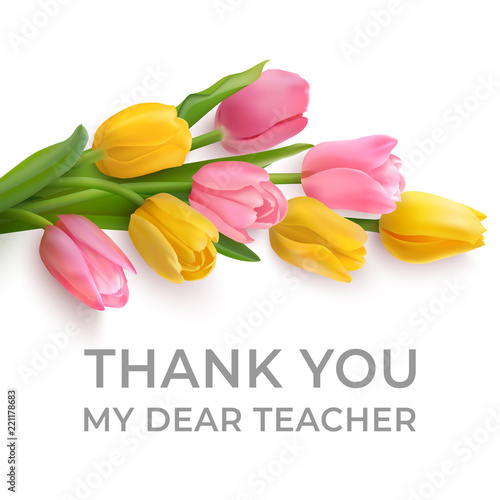 Teachers day card with tulips