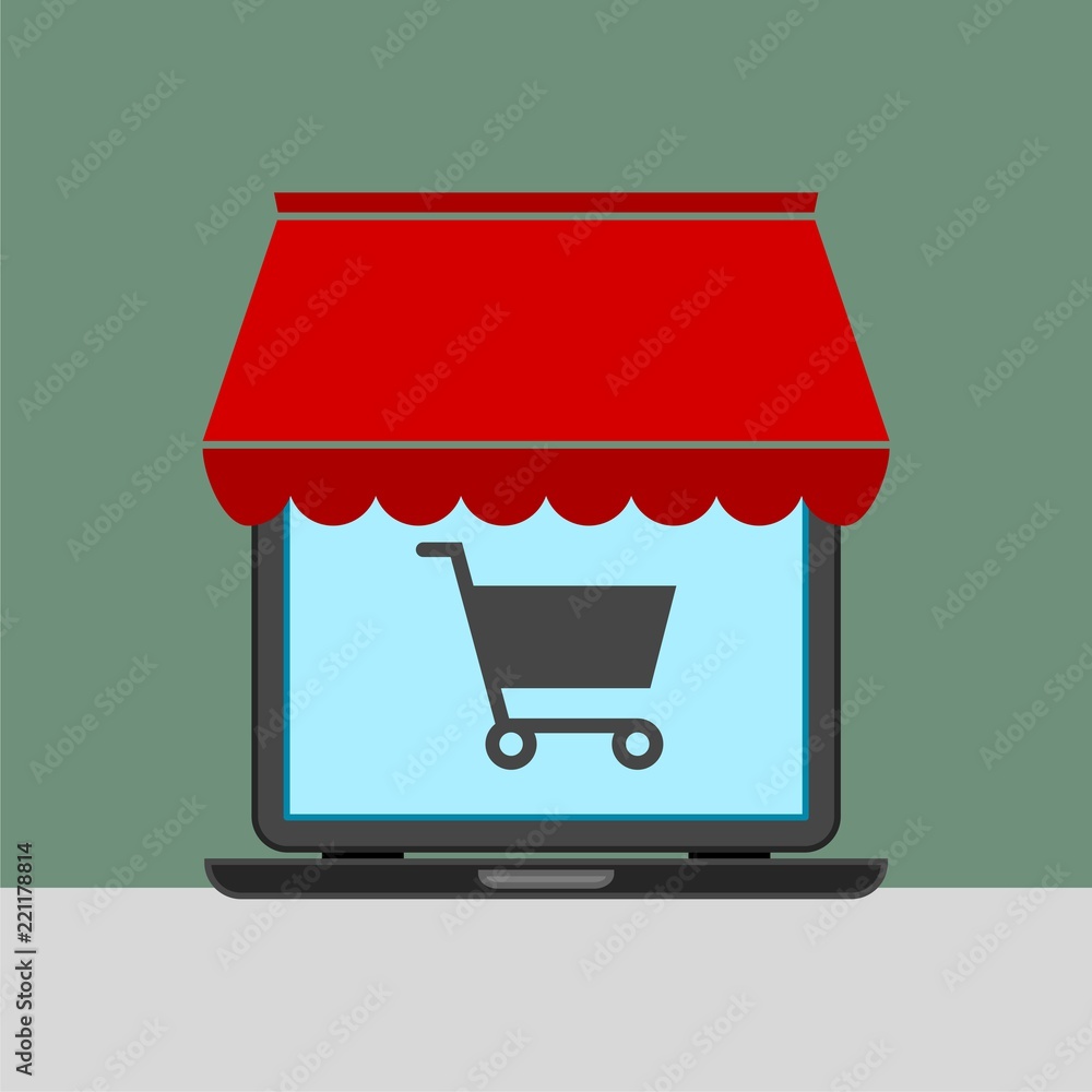 Online Shop Marketplace with Laptop Online Shop Marketplace with Laptop