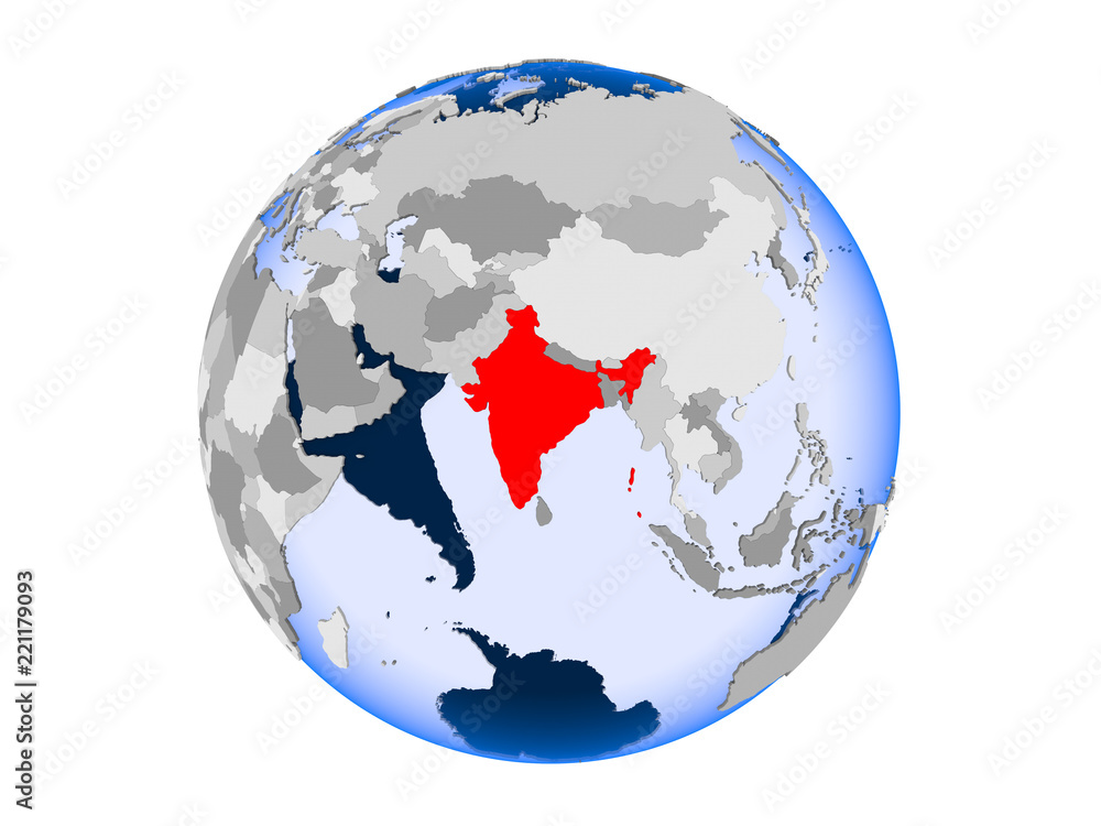 Obraz premium India on globe isolated