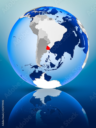 Uruguay on globe