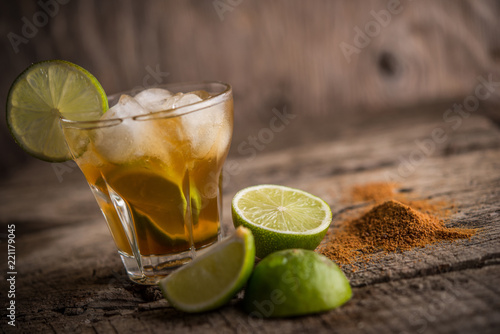 Healthy summer refreshing drink made of cinnamon and lime